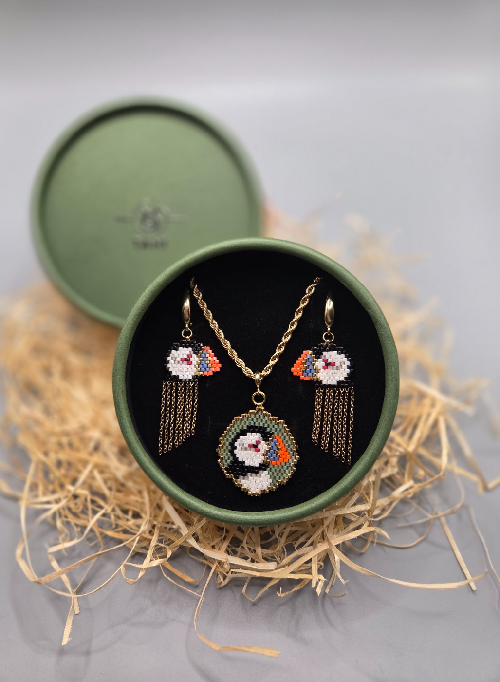 Puffin jewelry set