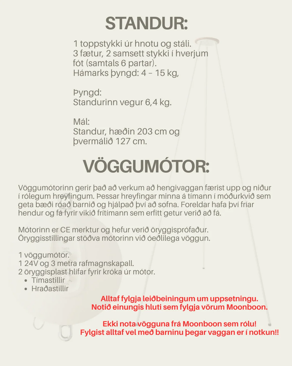 Til leigu! Moonboon standur+mótor