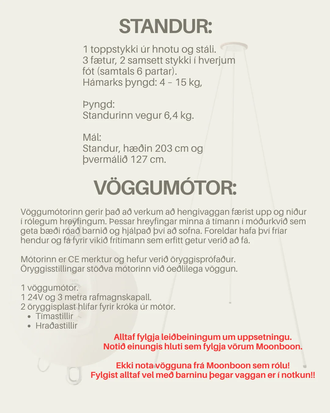 Til leigu! Moonboon standur+mótor